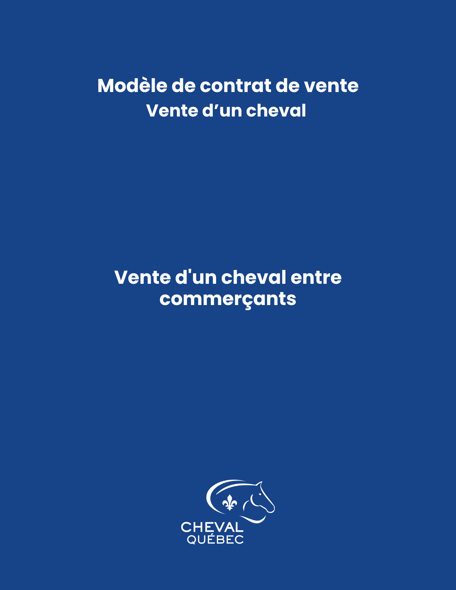 Modèle de contrat - Vente d'un cheval entre commerçants